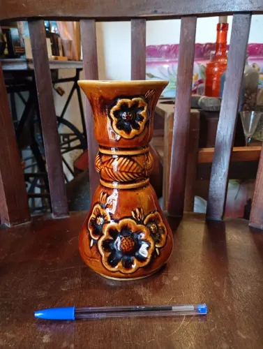 Vaso antigo em porcelana marrom (ref:226)