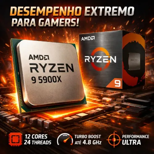 Processador Amd Ryzen 9 5900X 3.70 Ghz (4.80 Ghz Turbo), 12C/24T, 70mb Cache - SÓ VENDA!