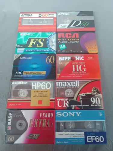 Fita k7 cassete áudio virgens tdk basf sony maxell 