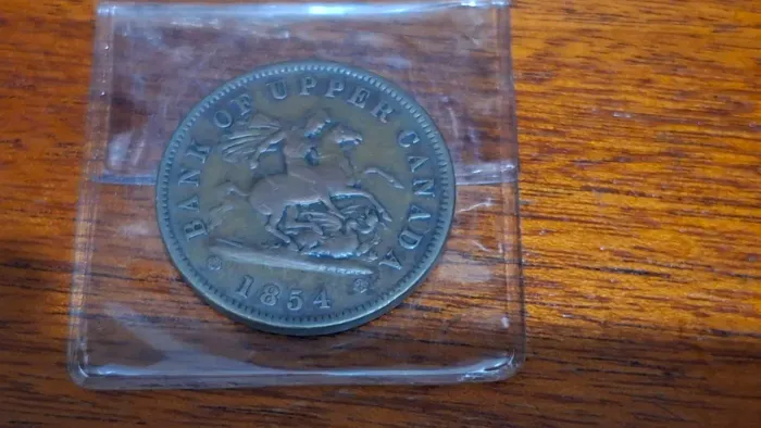 Rara moeda On Peny Bank Token 1854<br>Bank of Hiper Canada<br>ano 1854<br><br>só venda