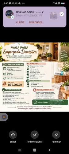 VAGA PARA EMPREGADA DOMÉSTICA - Colina de Laranjeiras <br>