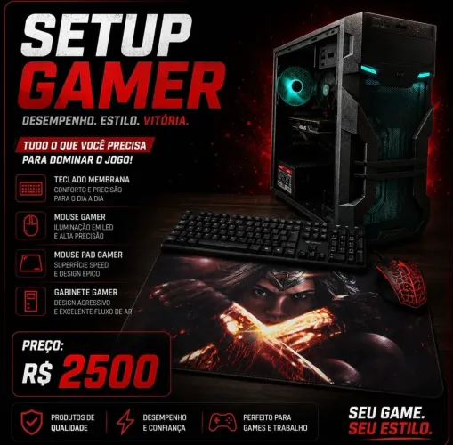 Combo Pc gamer, teclado, mouse e Mousepad