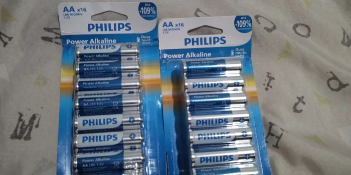 32 pilhas bateria 2A AA Alcalina Philips kit 2 cartelas