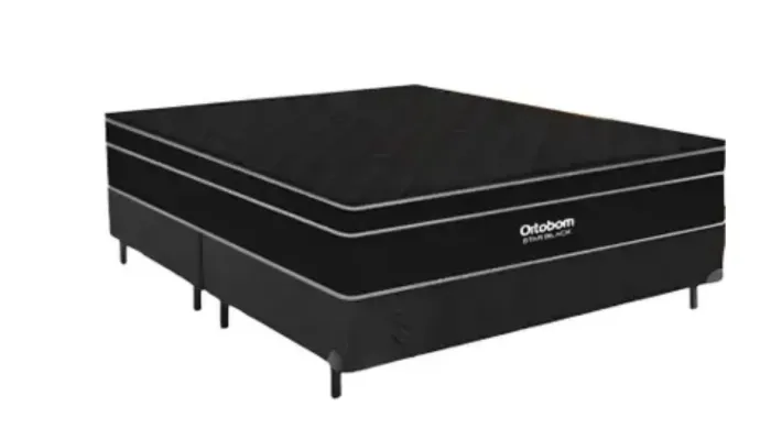 Cama ortobom king black com cabeceira