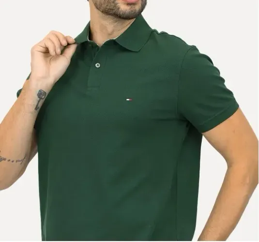 Camisa Polo Piquet Tommy Hilfiger - Verde - Tam. M