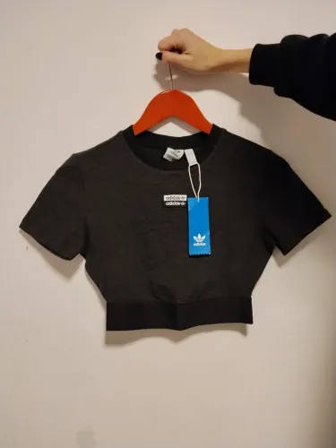 Blusa Cropped ADIDAS Cinza Escuro Original com Etiqueta