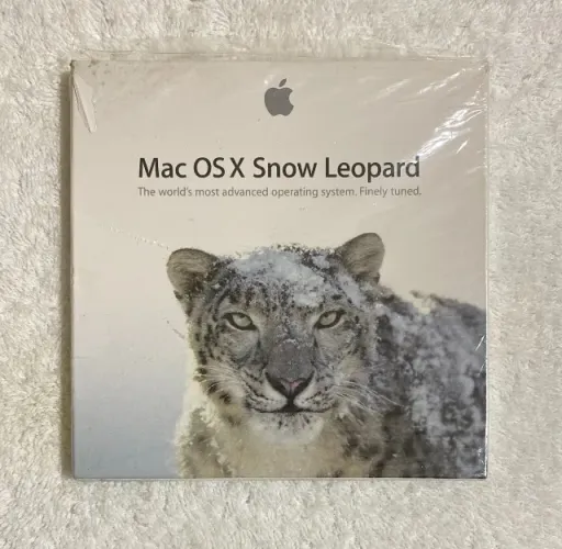 "Mac OS X Snow Leopard"(cx de papelão-disco-manual ilustrado-adesivos maçã)