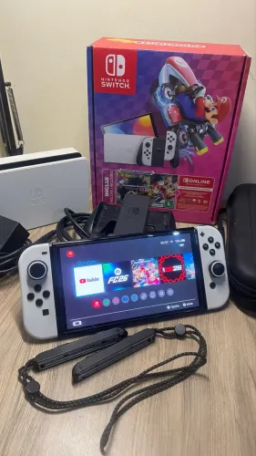 Nintendo Switch OLED Branco(BLOQUEADO) + Cartão SD 256gb + Case + Película