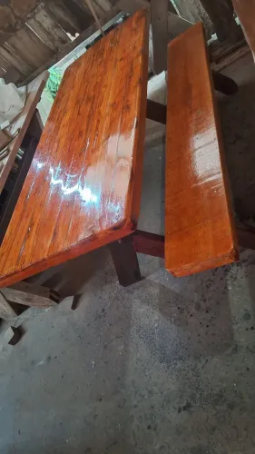 Mesas rústicas 2.12x0.85 com bancos 