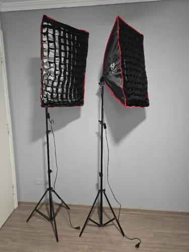 Softbox, Tripé, Tela Grid - Kit de Iluminação para Vídeo