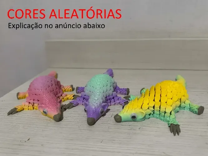 Brinquedo 3D Pangolim Colorido Sensorial Flexível Articulado