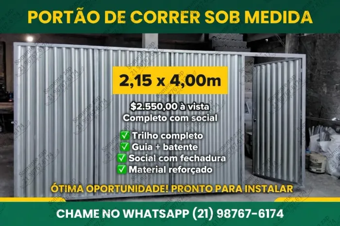 Portao galvanizado 2,15 x 4,00 PROMOÇÃO com social entrega grátis pague na entrega