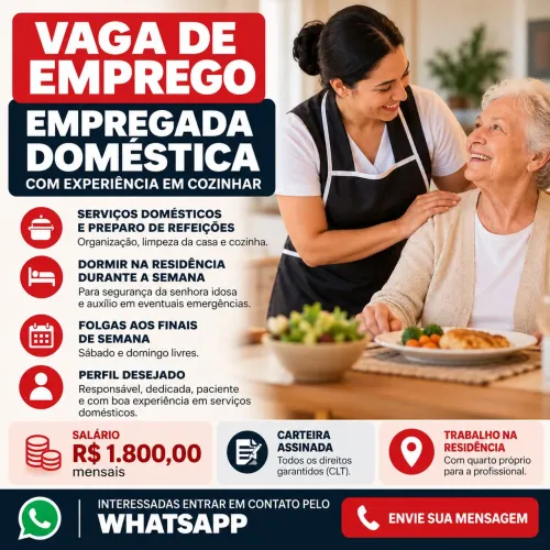 Vaga de emprego: Empregada Doméstica
