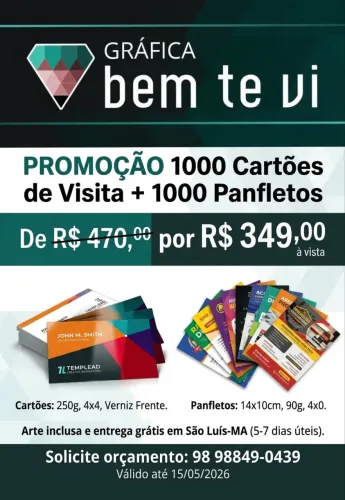 Cartões de visitas e Panfletos - 1000 de cada