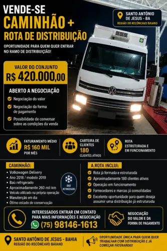 VENDE-SE CAMINHÃO + ROTA DE DISTRIBUIÇÃO
