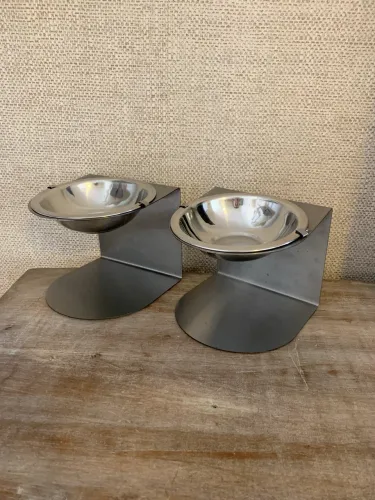 02 Comedouros Elevados Ergonômicos para Gatos ou cães pequenos em Inox para melhor postura