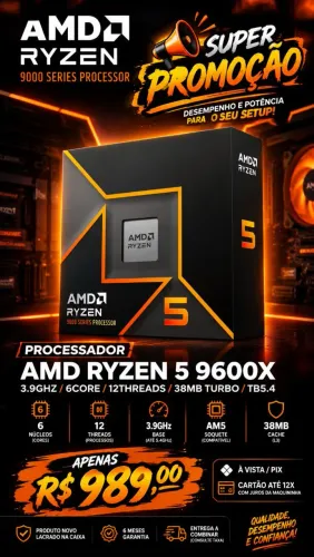 Processador RYZEN 5 9600X SUPER PROMOÇÃO <br>Processador AMD Ryzen 5 9600X ? AM