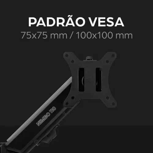 Suporte Articulado Para Monitor 13 a 32 Pistão a Gás Ajustável Zinnia Nimbo 110 Preto