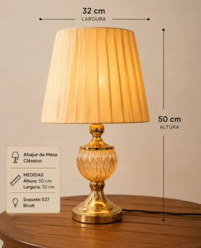 Abajur clássico 50cm e grátis vaso rose gold