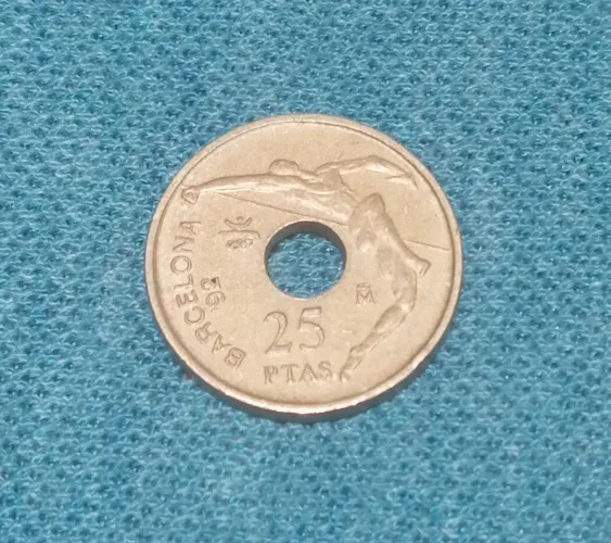 Moeda 25 pesetas 1990 alusiva aos jogos olímpicos, Barcelona 