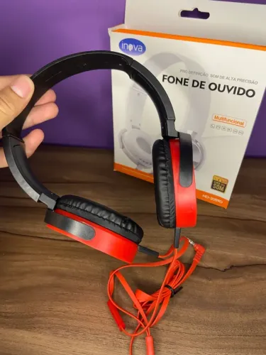 Fone de ouvido Headphone com Fio Bluetooth Inova MD-2059D vermelho 