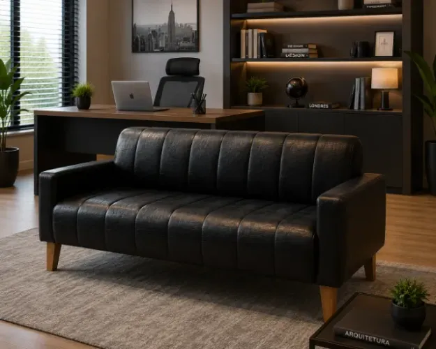Sofa 3 lugares para recepção Escritorio Salão barbearia Sala