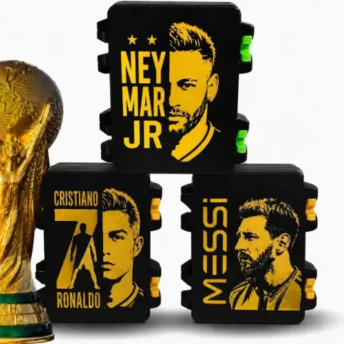 Porta Figurinhas da Copa Neymar Jr / Messi / CR7 - Futebol Organizador Álbum Da Cop