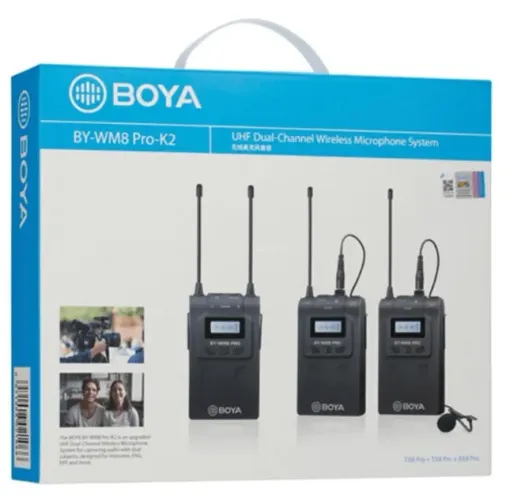 Microfone Lapela Sem Fio Duplo Boya BY-WM8 com 2 Transmissores