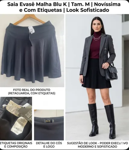 Saia Evasê Blu K em Malha Encorpada - Tam. M | NOVÍSSIMA Com Etiqueta!