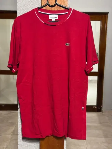 Camiseta Lacoste Masculina Vermelha Premium Regular Fit Tam G
