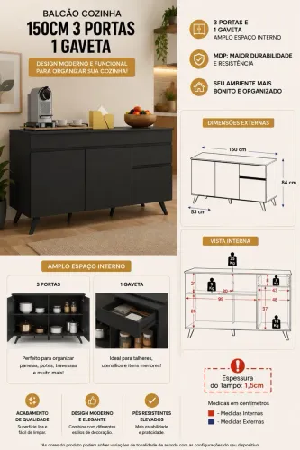 Balcão 3 portas 1 gaveta !!! Promoção !!!! Novo
