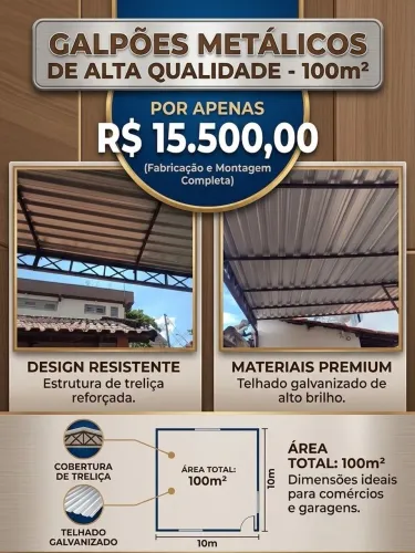 ? Galpão Metálico 100m² - Pronto para Instalar! (Oportunidade)