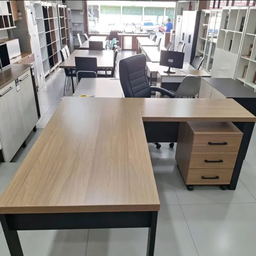 Mesa em L com gaveteiro 100% mdf