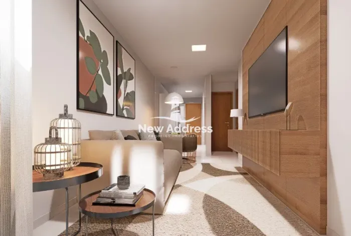 Casa em Pontal das Garças, 57 m², 2 quartos com suíte, sala integrada e área de lazer.