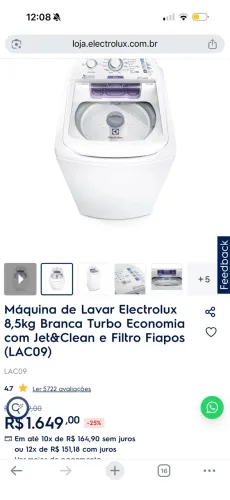 Máquina de lavar roupa eletrolux 8,5kg Nunca usada