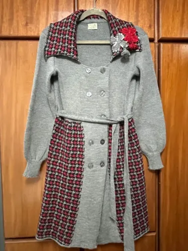 Casaco longo Tricot Doce de Coco - Bordado