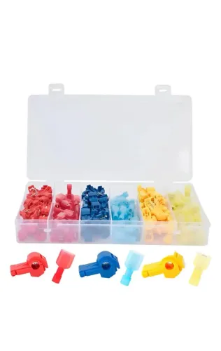 Kit com 120 Conectores Elétricos de Derivação Tipo T Isolados - 6 Cores<br>