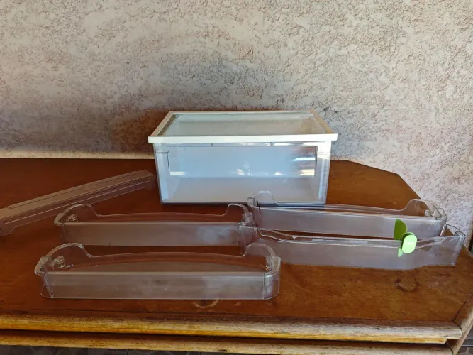 Kit prateleiras acrílico + gavetão de frutas com tampa Geladeira Cônsul