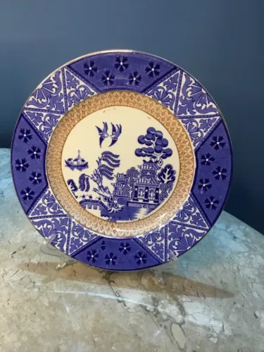 1Prato Inglês Porcelana Alfred Meakin Azul Branco