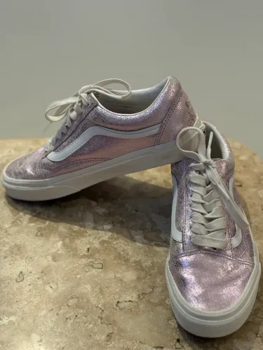 Vans Old Skool em couro rachado metalizado rosa- aceito propostas