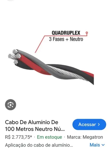 Cabo multiplex em aluminio a partir de 4 reais o metro