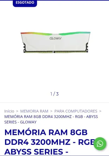 Memoria ram ddr4 8Gb Glowy RGB