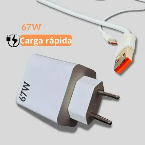Kit 2Pcs Carregador rápido de 67W Ultra + Cabo Tipo C Turbo