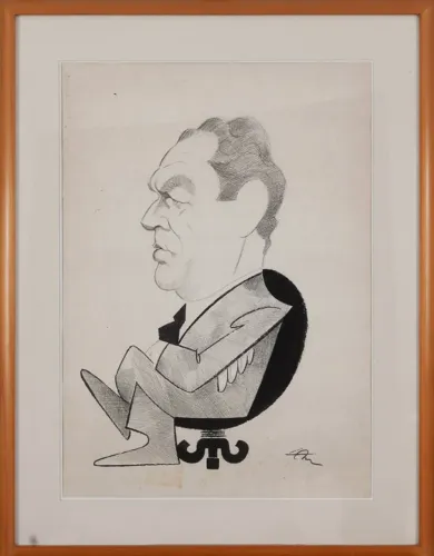 Obra de arte do cartunista Lan (Lanfranco Vaselli) assinada a mão e com certificado