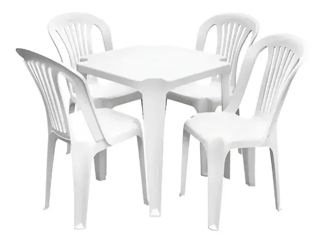 Conjunto 1 mesa plástica + 4 cadeiras