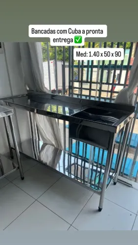 Bancada de inox com Cuba a pronta entrega