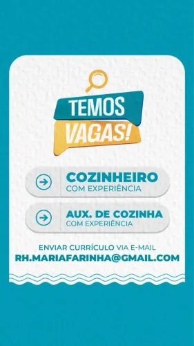 VAGA - COZINHEIRO E AUXILIAR - PRAIA DE CAMURUPIM