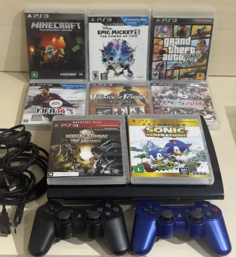 PlayStation 3 slim - 8 JOGOS - 500GB HD.