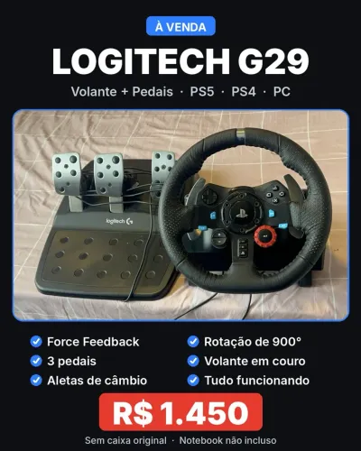 Volante Logitech G29 + Pedais - PS5 / PS4 / PC
