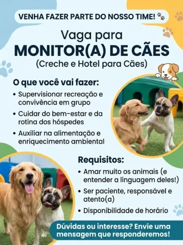 Cargo: MONITOR(A) DE CÃES (Creche e Hotel para Cães)